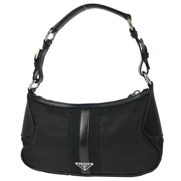 Prada Black Nylon Leather Handbag - Picture 1 of 11